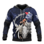 Personalized Pabst Blue Ribbon Deer Skull With Mushrooms Hoodie & Zip Hoodie