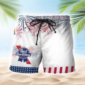 Pabst Blue Ribbon American Independence Day Swim Trunks - Flexiquor.com