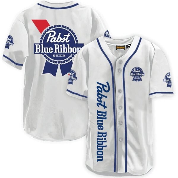 Pabst Blue Ribbon White Baseball Jersey