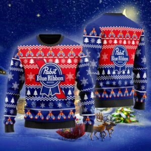 Christmas Cheers With Pabst Blue Ribbon Beer Ugly Sweater