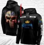 Personalized Black USA Flag Skull Corona Extra Hoodie
