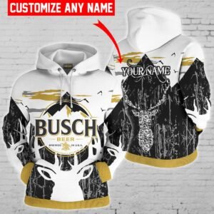 Personalized Busch Beer Black Reindeer Head Hoodie