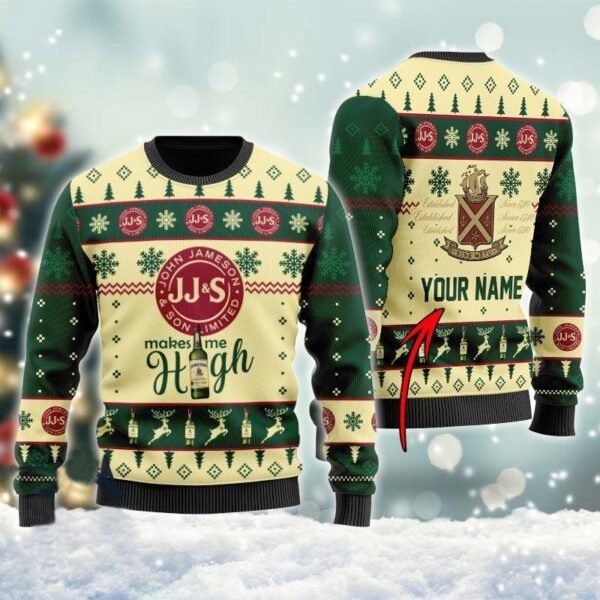 Personalized Jameson Makes Me High Christmas Ugly Sweater