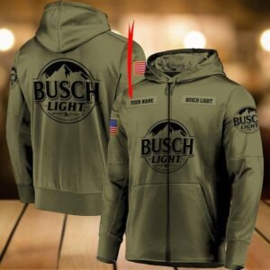 Personalized Military Green Busch Light Hoodie & Zip Hoodie - Santa Joker