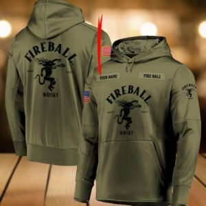Personalized Military Green Fireball Whisky Hoodie & Zip Hoodie
