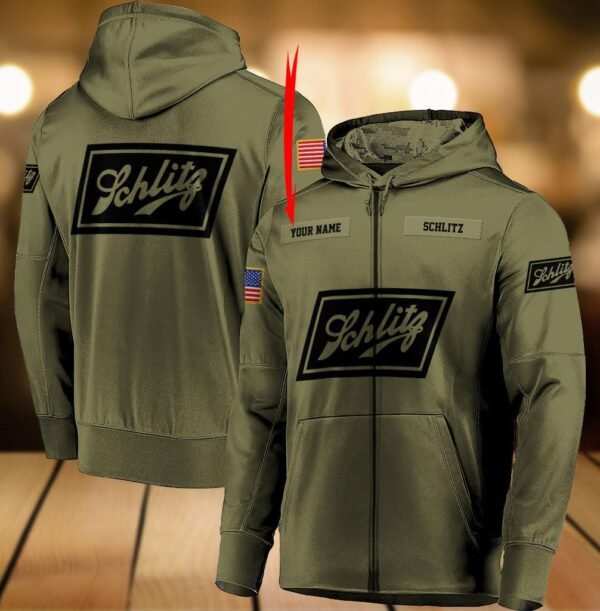 Personalized Military Green Schlitz Beer Hoodie & Zip Hoodie