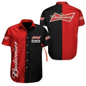 Personalized Multicolor Budweiser Button Shirt