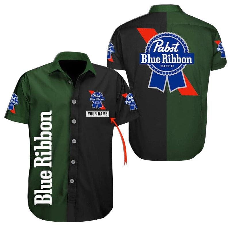 Personalized Multicolor Pabst Blue Ribbon Button Shirt