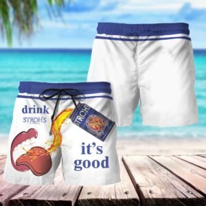 Drink Stroh's Beer Swim Trunks