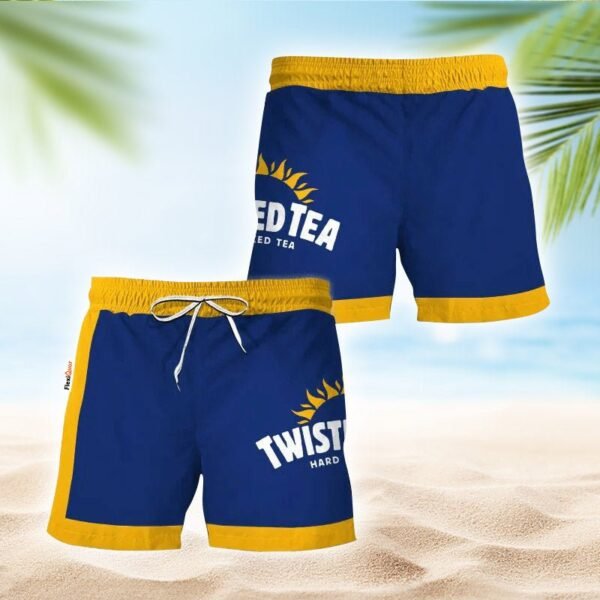 Twisted Tea Blue Yellow Basic Swim Trunks